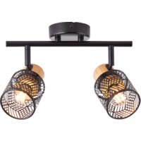 Brilliant Lampe Santy Spotrohr 2flg schwarz/natur Metall/Textil braun 2x D45, E14, 42 W