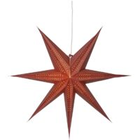 Großer Papierstern ,Point' in Rot, dekorative Falz und Lochmuster, 7-zackig, Ø 60cm