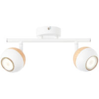 BRILLIANT Lampe Scan LED Spotrohr 2flg weiß/holz hell 2x LED-PAR51, GU10, 3W LED-Reflektorlampen inklusive, (250lm, 3000K) Köpfe schwenkbar