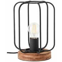 BRILLIANT Lampe, Tosh Tischleuchte antik holz/schwarz korund, 1x A60, E27,  40W, Holz aus nachhaltiger Waldwirtschaft (FSC)