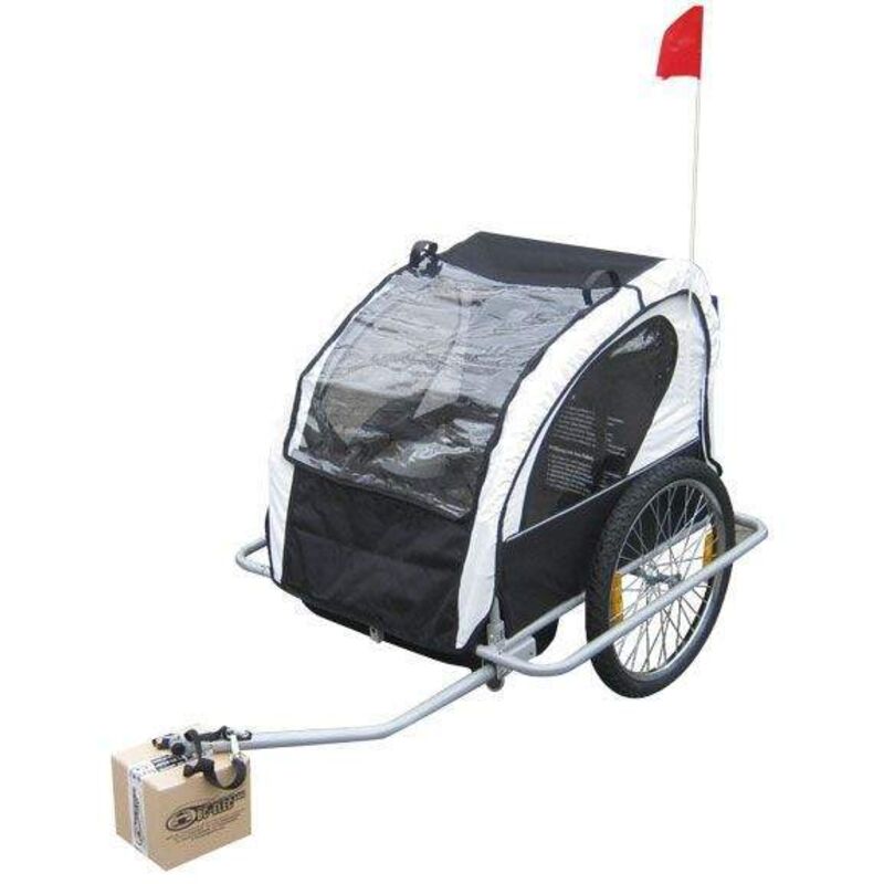 PawHut Carrello Per Cani E Rimorchio Bici 2 In 1 Con Ingresso A Cerniera Ruote E Bandiera In Acciaio E Tessuto Oxford Rosso Argento Nero 55768333