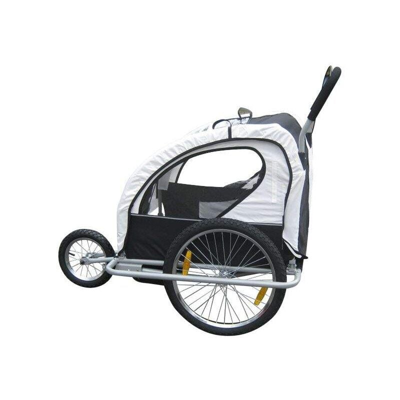 Bc-elec - 5664-0001B Rimorchio passeggino/jogger per bici 2 in 1 per due  bambini, di colore bianco/nero