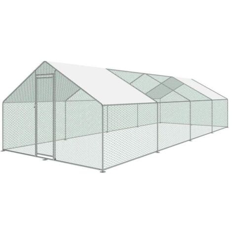 Bc-elec - RA-382 Pollaio da esterno 3x8x2m, recinto in rete metallica per  galline, pollame, struttura