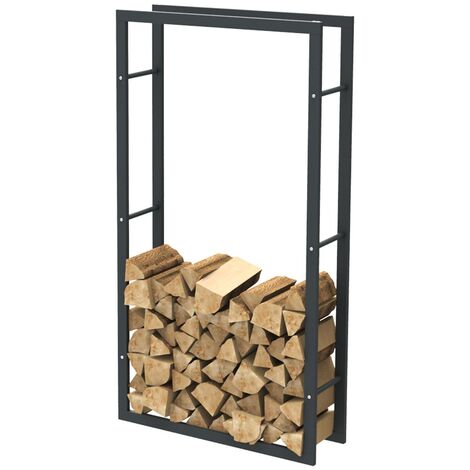 Bc-elec - HHWPF0023 Scaffale per legna da ardere in acciaio nero 150x80x25CM, scaffale per legna da ardere, scaffale per tronchi (1/5)