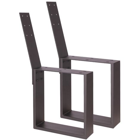 Bc-elec - HMTS-0101B 2 Gambe della panchina in acciaio nero con schienale, telaio della panchina con schienale 40x81cm