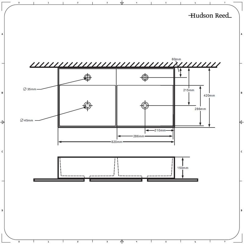 Hudson Reed Halwell Lavabo d'Appoggio Rettangolare Doppio per