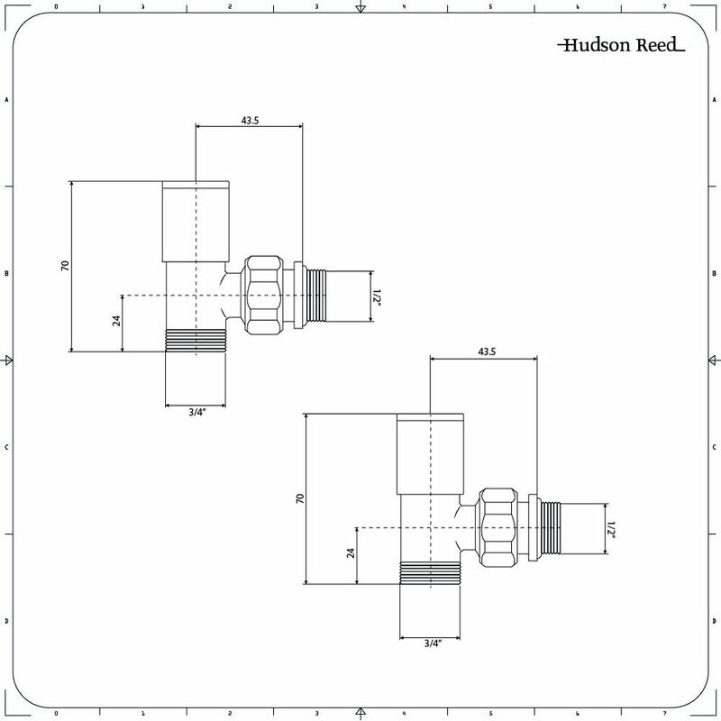 Hudson Reed Coppia di Valvole Manuali per Termosifoni con Design a Squadra  - Adattatori Tubi In Rame Ø16mm - Ottone Solido Cromato