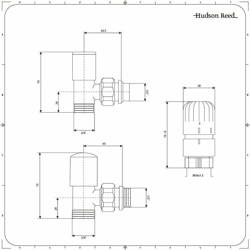 Hudson Reed Coppia di Valvole Termostatiche per Termosifoni con Design a  Squadra - Adattatori Tubi In Rame