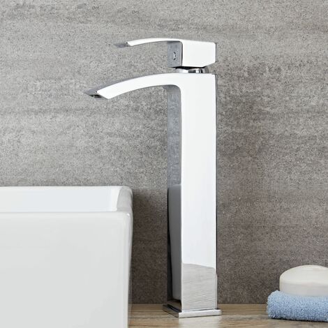 Hudson Reed Miscelatore Lavabo con Erogatore Moderno 140 mm Alto Minimal  Blade Ottone Cromato