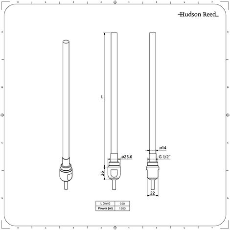 Hudson Reed Regent Radiatore Termoarredo Elettrico di Design Verticale -  Termosifone Bianco -3 x 8 Colonne - Senza