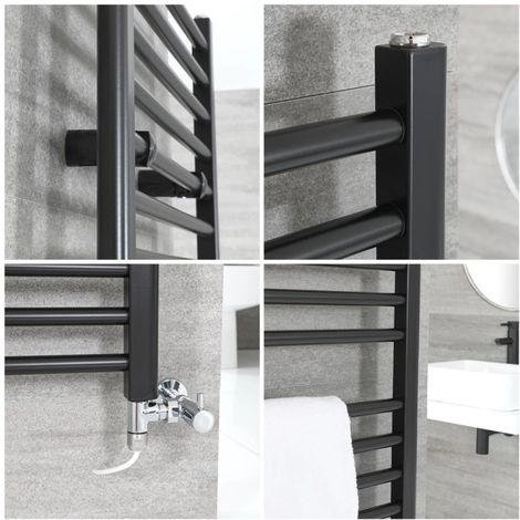 Hudson Reed Nox Scaldasalviette Misto Piatto Moderno - Termoarredo Bagno a  Scaletta Nero - Design Elettrico & Idraulico 