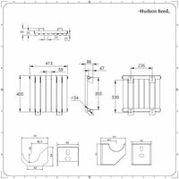 Hudson Reed Revive Radiatore Termoarredo di Design Orizzontale Moderno - Termosifone Con Finitura Bianca - 284W - 400 x 413mm - Riscaldamento ad Acqua Calda