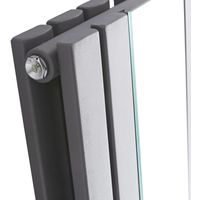 Hudson Reed Sloane Radiatore Termoarredo Verticale Di Design Antracite con Specchio - Termosifone d'Arredo Moderno - Riscaldamento ad Acqua Calda - 1344W – 1800 x 385 mm