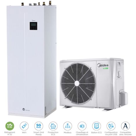 MIDEA - Ensemble Pompe à chaleur Air / Eau - M-THERI A 4 XL 4,25kW / ECS 240L - MIDMTHERIA4240