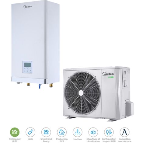 Midea – Pompe à chaleur air/eau 6,2 kW – COP 5,00 – Plage de fonctionnement -25 °C à +35 °C – MIDMTHERMUR6