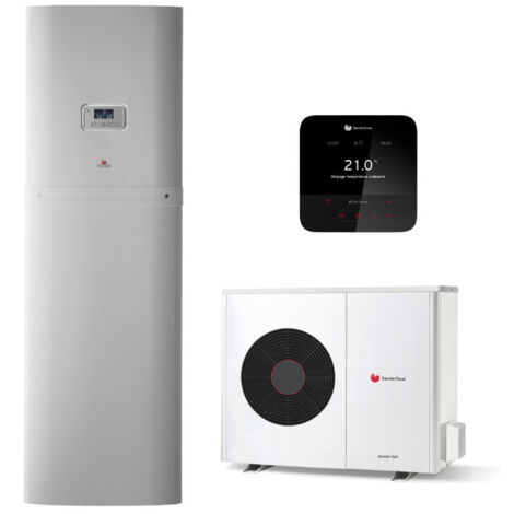 Saunier Duval – Pompe à chaleur air/eau 7 kW A++ – Ballon ECS 190L – Régulateur MiPro Sense radio – Coefficient de performance jusqu'à 5,8 – SAUAIR7ECSM