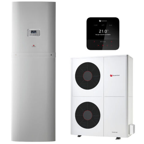 Saunier Duval – Pompe à chaleur air/eau Genia Air 10 kW triphasé – COP jusqu'à 9.7 – Ballon ECS 190L – Régulateur MiPro Sense radio – SAUAIR10ECST