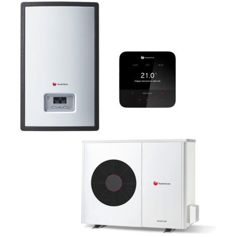 Saunier Duval – Pompe à chaleur air/eau 7 kW monophasé – Classe A++ – COP jusqu'à 5,8 – Régulateur MiPro Sense radio – SAUAIR7CSM - AIR 7 KW