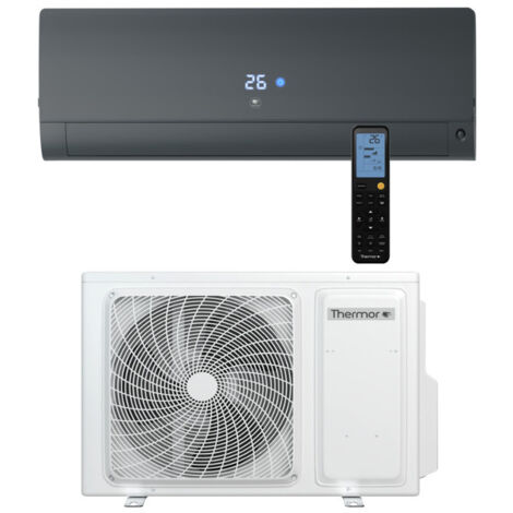 Thermor – Climatiseur réversible mono-split 3,5 kW – Unité intérieure murale noire – Purification air LED UV-C – Silence 19 dB(A) en mode nuit