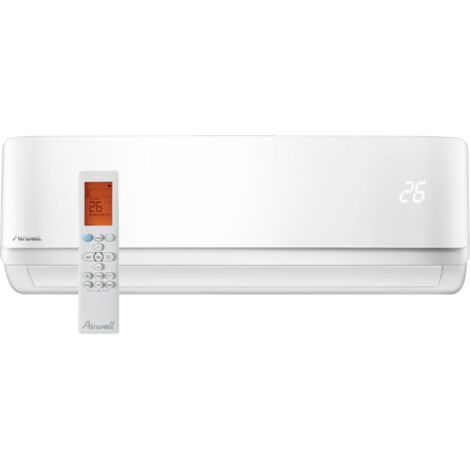 Airwell – Climatiseur mural réversible 2,6 kW WiFi intégré – Classe A+++ – Débit d'air 483 m³/h – Mode super silencieux 20 dB(A) – 7SP024030