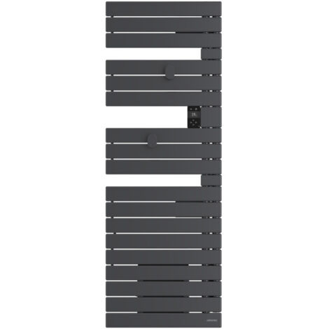 ATLANTIC - Sèche-serviettes connecté Nefertiti avec soufflerie mât à gauche 1500W graphite - 850066 (1/5)