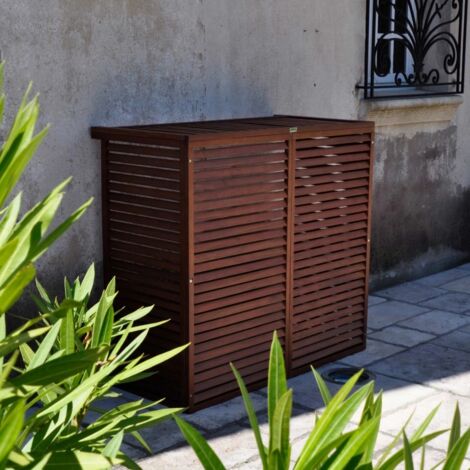 Cache climatiseur en bois H120 x L131 x P65 cm – Réduction du bruit 10 à 30 % – Montage rapide en 5 min – DECOCLIMBXL