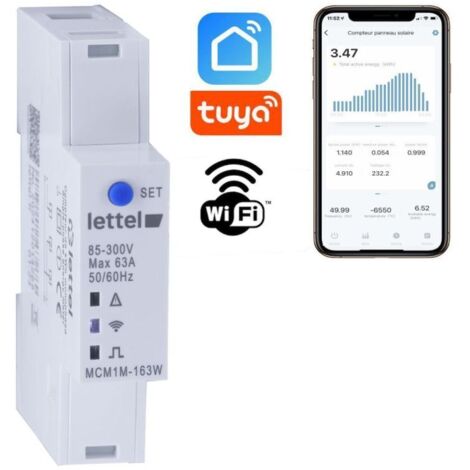 LETTEL - Compteur monophasé multimesure direct 63A. Com Wifi et appli smartphone. - MCM1M-163W (1/2)
