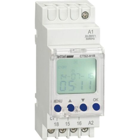 LETTEL - Horloge hebdomadaire ou journalière - 1 canal - 1 relais 16A - tension 24-230V. - CTS2-H1R