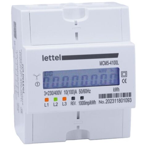 LETTEL - Compteur d'énergie tétra 3x 100A direct sortie impulsions - MCM5-4100L
