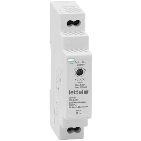LETTEL - Alimentation 230Vca/24Vcc, puissance 15W. Fixation rail-din, largeur 1 module. - AMP1-15-24
