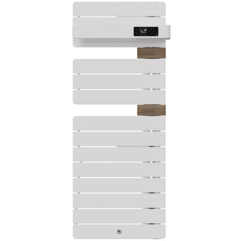 Thermor – Sèche-serviettes connecté étroit 500W blanc mat/chêne clair – Régulation intelligente, WiFi intégré – 483361