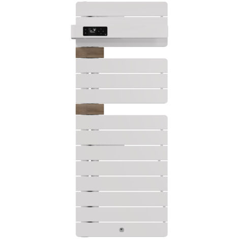 THERMOR - Sèche-serviettes connecté Allure 4 étroit 500W Blanc brillant/Chêne Mat à gauche - 483358 (1/2)
