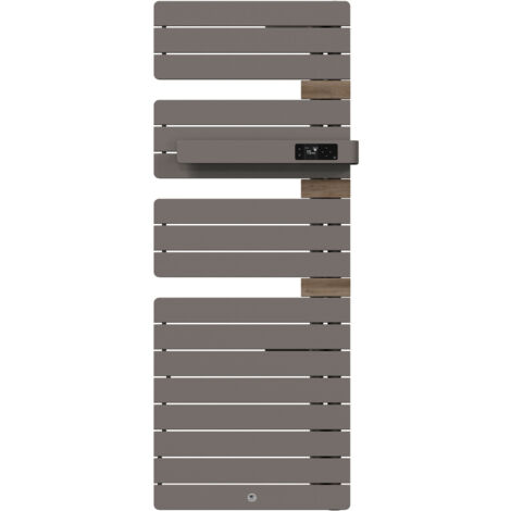 Radiateur électrique sèche-serviettes Allure 4 Classique Mât à droite 750W Gris roche/Chêne - THERMOR - 483270 (1/2)