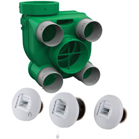 HYGRO ARIANT ES - Kit VMC simple flux hygroréglable très basse consommation Kit B - Avec bouche piles