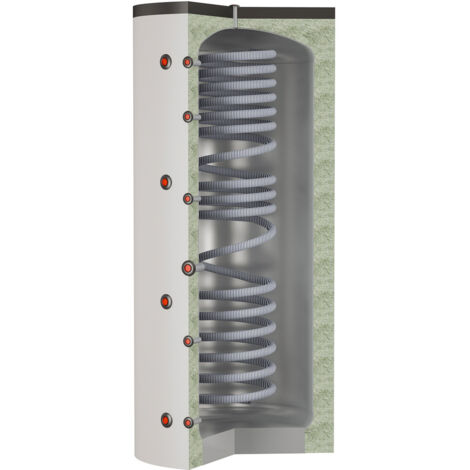 Thermador – Ballon échangeur 2000 L – Serpentin inox 316L pour ECS – Isolation polyester recyclable – 4 piquages pour chauffage