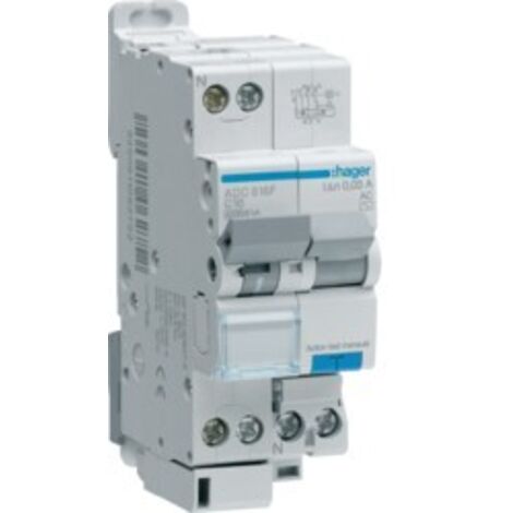 Hager – Disjoncteur différentiel 1P+N 16A 30mA type AC – Protection contre surintensités – Capacité de coupure 4,5-6kA – Non retardé