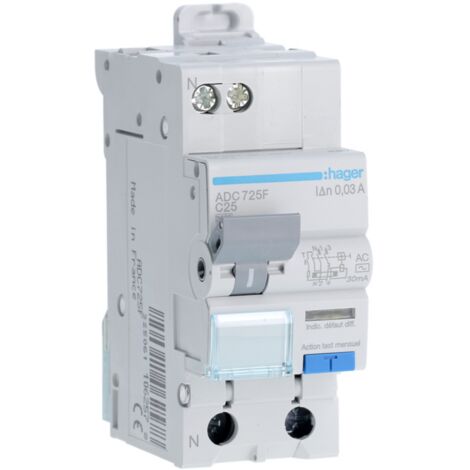 DD 1P+N 3kA C-25A 30mA AC - DISJ. DIFF.PH-N HAGER ADC725F