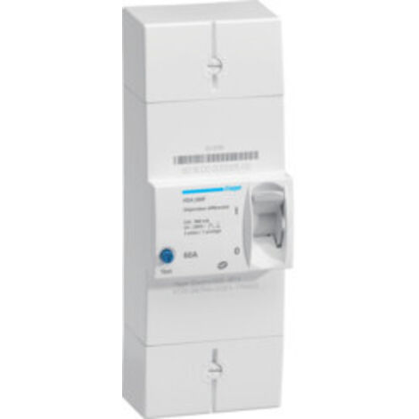 Hager – Disjoncteur différentiel 2P 60A 500mA instantané – HDA260F – Protection rapide contre surcharges et courts-circuits – Installation facile