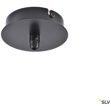 Patère de plafond saillie ronde Ø 85mm noire H39mm 1 passe-fil intérieure pour suspension FITU SLV DECLIC 132600