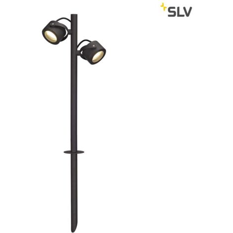 SLV – Lampadaire extérieur inclinable 67 cm – Aluminium anthracite – IP44 pour éclairage extérieur – Piquet d'installation inclus - S54517 (1/4)