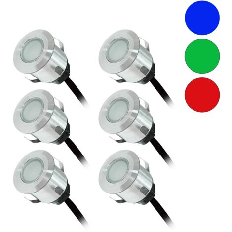 Vision-El – Kit de 6 spots LED encastrables 0,6W 12V – Éclairage bleu IP67 – Aluminium et verre – Angle 110° pour terrasse (1/6)