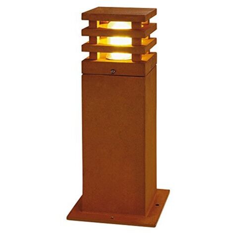 Borne extérieure carrée RUSTY® 40 fonte rouillée E27 11W max IP55 bord mer - SLV - 229420 (1/5)