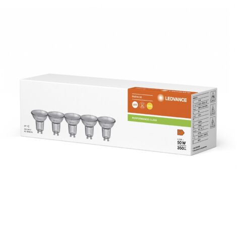 ampoule à led - performance - gu10 - 4.3w - 3000k - 36d - 350 lm - lot de 5 - par16 - osram 068119 (1/2)