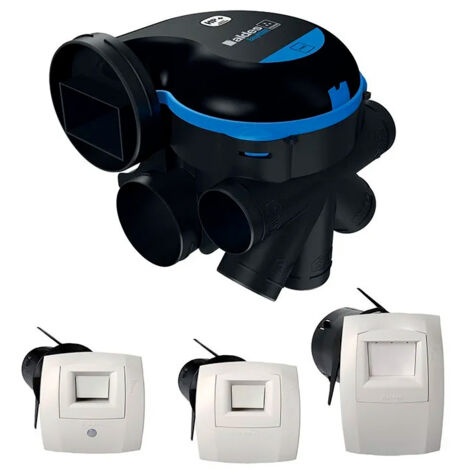 Aldes – Kit VMC simple flux hygroréglable Premium HP – 2 piquages Ø125 mm – 5 piquages Ø80 mm – Débit max ajustable – Ultra silencieux 31 dB(A)