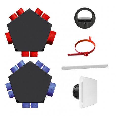 Kit accessoires VMC DF avec 1 plénum d'insufflation, 1 plénum d'extraction, 9 bouches, 8 colliers S&P (UNELVENT) 600063