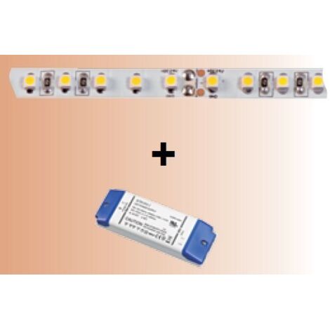 FLEXO-Ruban n/protg. IP20 24V 10W/m 120LED/m 2400K 800 lm/m lg 2,5m,alim.incl. ARIC 55243 (1/2)