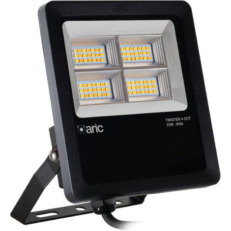 Aric – Projecteur LED Twister 4 noir 23W – IP66 IK08 – 3570lm à 4000K – Faisceau symétrique 90° – Durée de vie 50000h