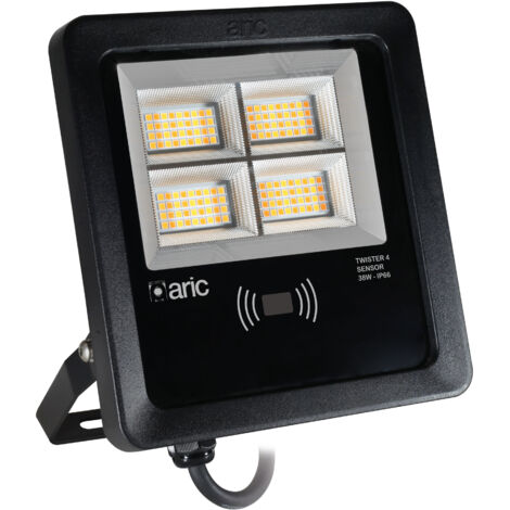 projecteur à led - aric twister 4 - 38w - 3cct - noir - détecteur aric 51694