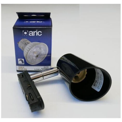 spot pour rail - 1 allumage - aric judy 029 - gu10 - noir - 5.5w - 3000k - 410 lm - aric 4160 (1/3)