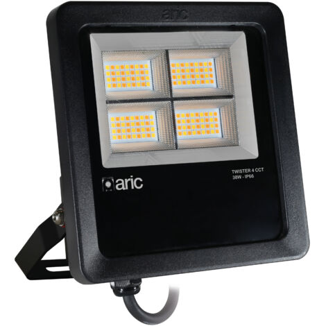 PROJECTEUR TWISTER 4 noir 38W 3CCT IP66 IK08 2200K/3000K/4000K 5890lm 90° 50000h ARIC 51687